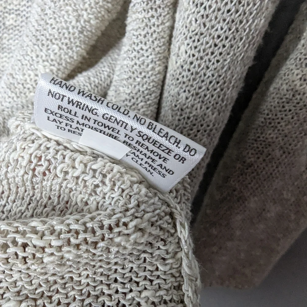 Eileen Fisher Linen Blend Loose Knit Open Cardigan Size M Heathered Beige - Picture 7 of 9